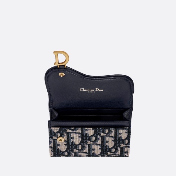 NEW NWT DIOR Oblique Saddle Flap Card Holder Blue - Picture 3 of 5